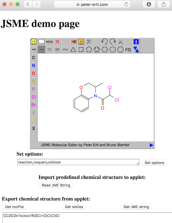 JSME - Molecule Editor in JavaScript